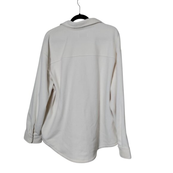 TNA Aritzia Fleece Shirt Jacket Snap Front Ivory Size 2XL - Picture 2 of 9